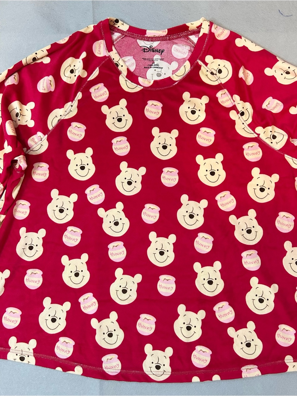 Disney Red Winnie the Pooh Pajama Set with Cream Faces